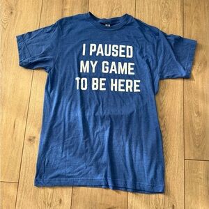 Tultex Blue Tee with White Gamer Slogan